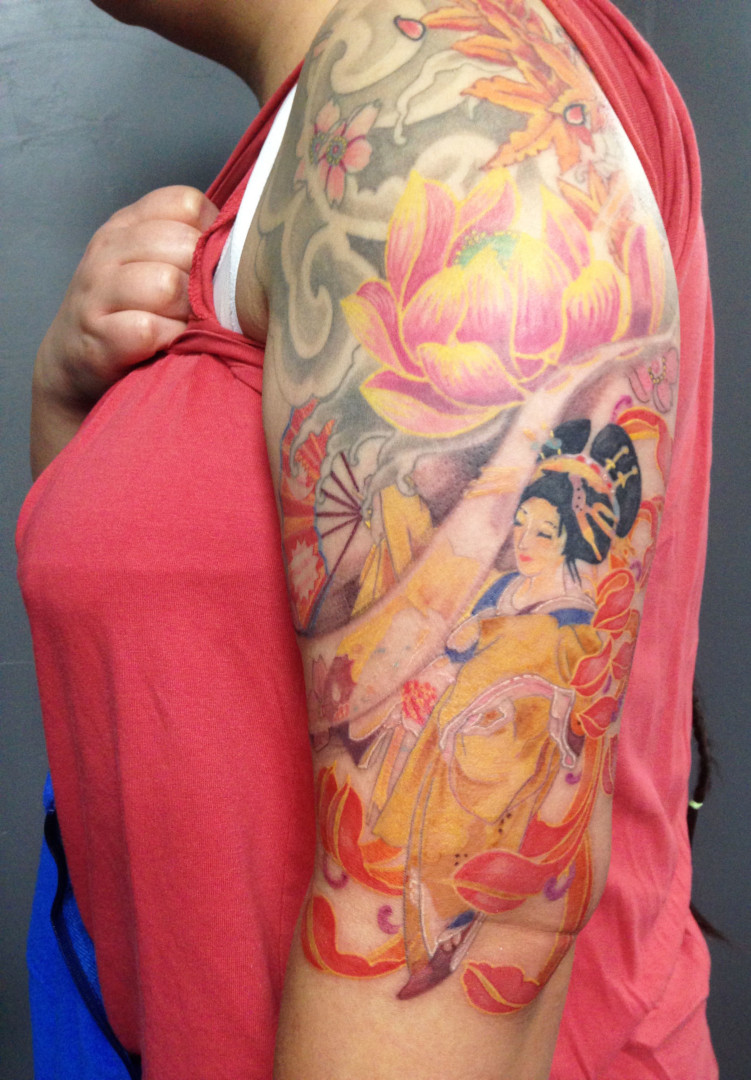 Japanese tattoo of a geisha, geiko, orian