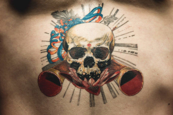 Tatouage old school de tête de mort